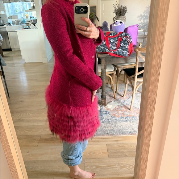 Moiselle Vibrant Pink Tweed and raccoon Jacket - Picture 4 of 4